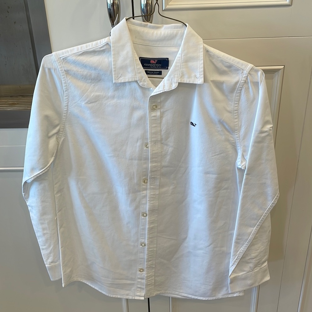Boys Vineyard Vines Whale button down Large (16) white